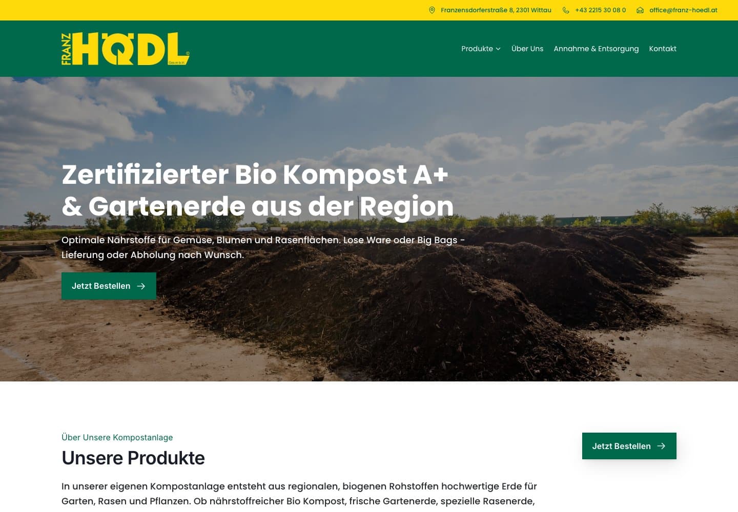 Website von Gartenerde Hödl